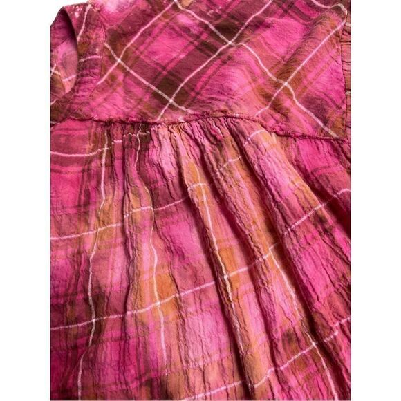 Anthropologie Plaid Oversized Fuchsia Pink Blouse - Picture 11 of 13